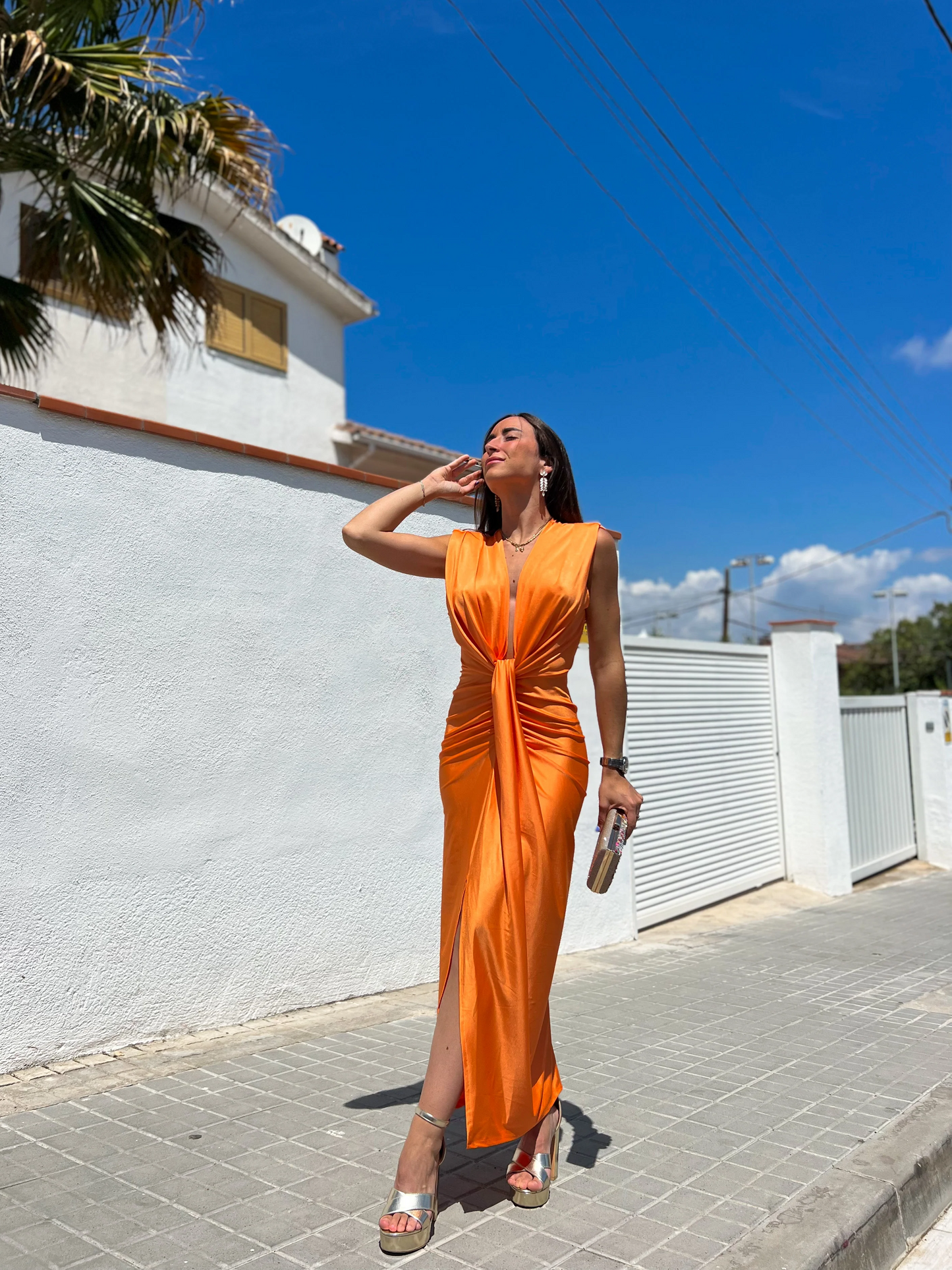SERAPHINE | Vestido con escote cruzado en satén
