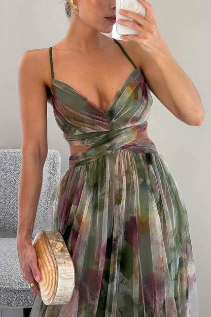 Éclat d’Aquarelle - Vestido con estampado floral