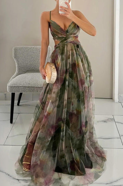 Éclat d’Aquarelle - Vestido con estampado floral