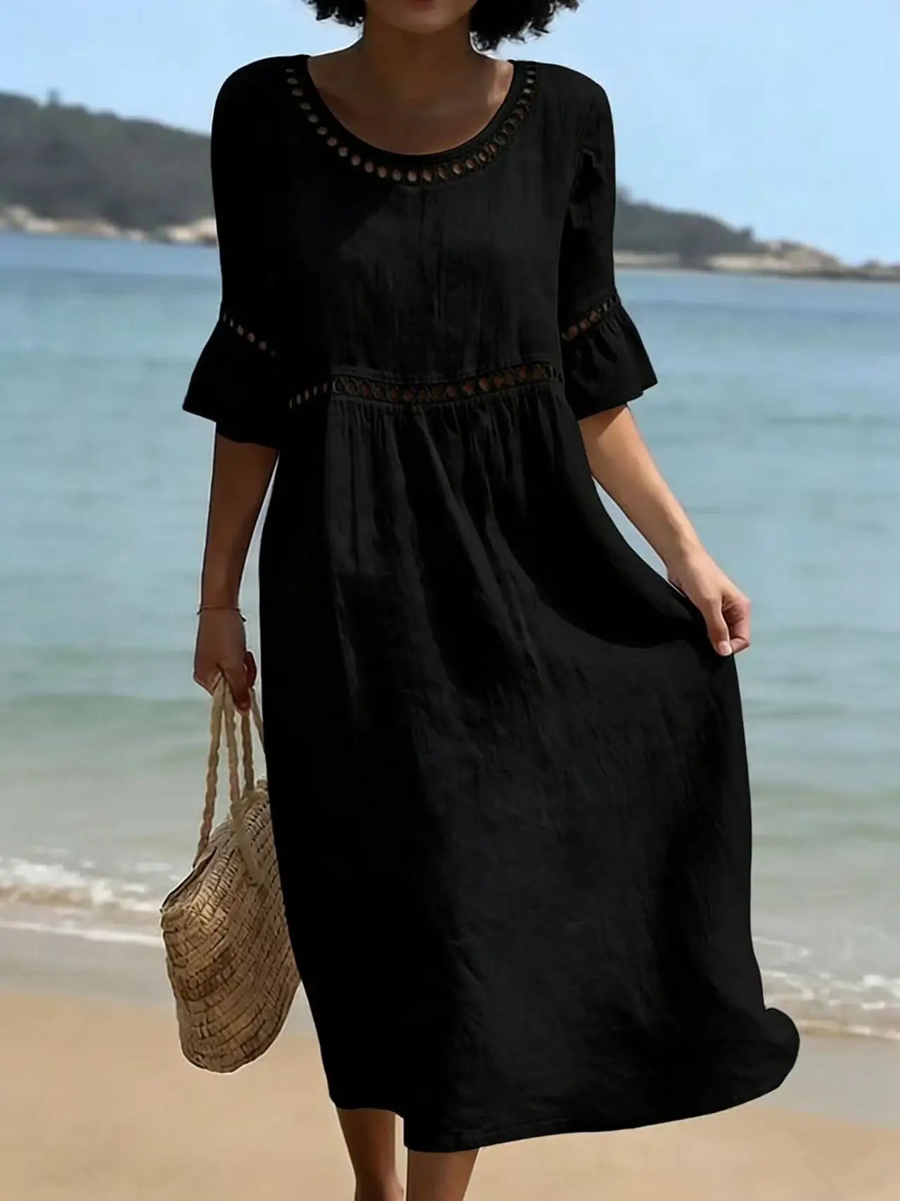 Marina – Vestido Midi de Lino y Algodón
