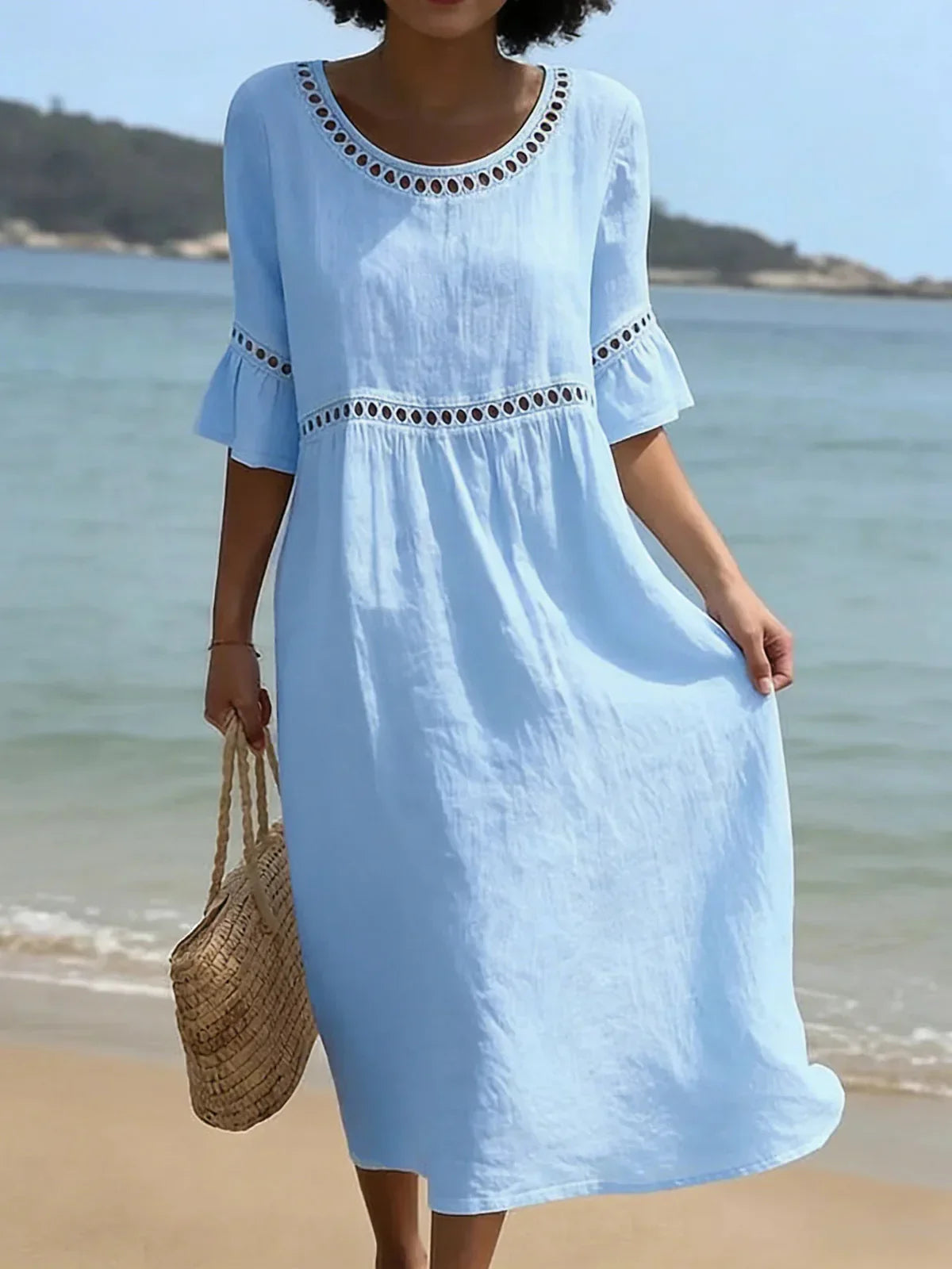 Marina – Vestido Midi de Lino y Algodón