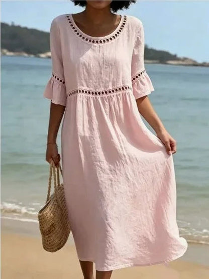 Marina – Vestido Midi de Lino y Algodón