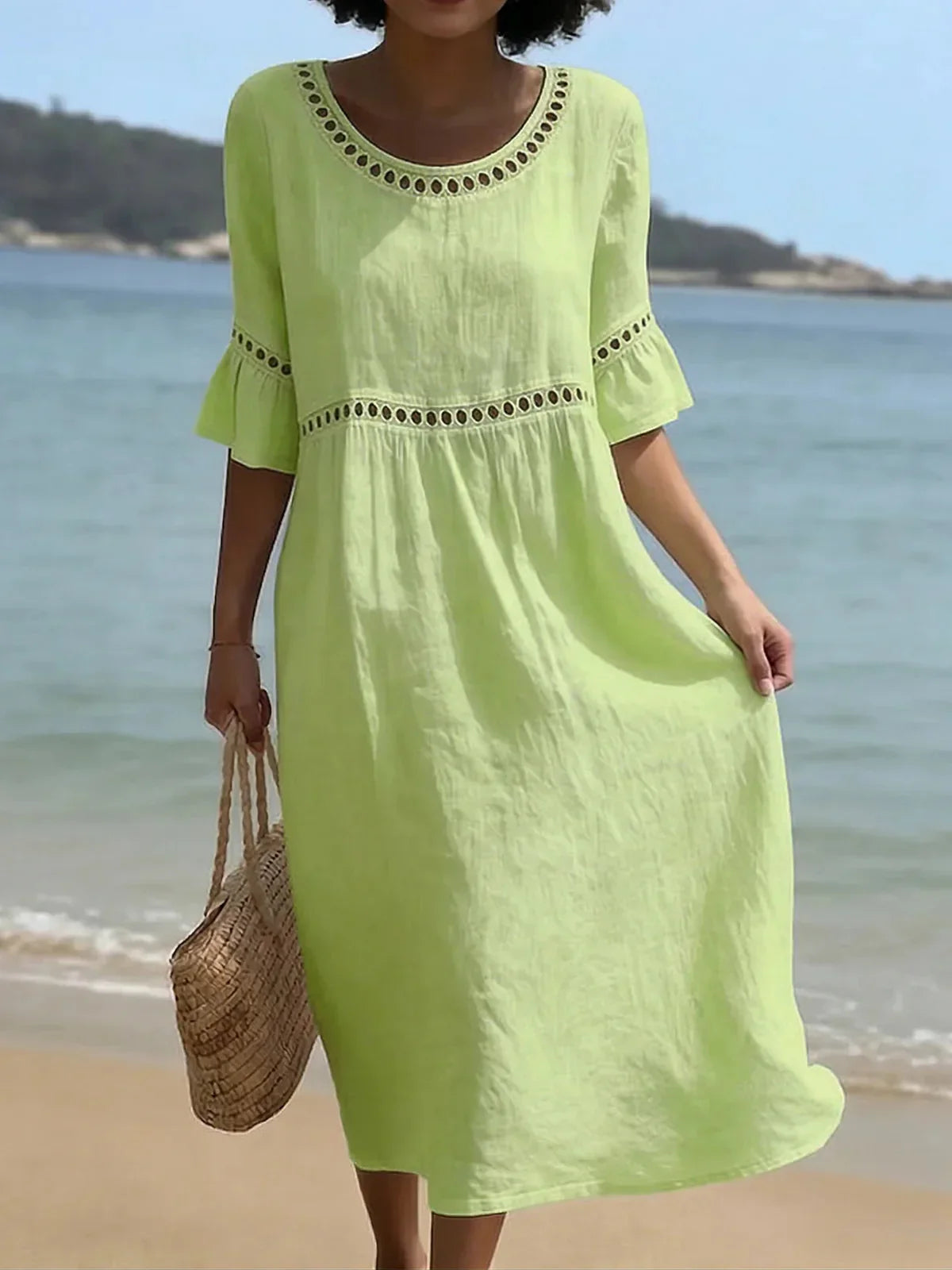 Marina – Vestido Midi de Lino y Algodón