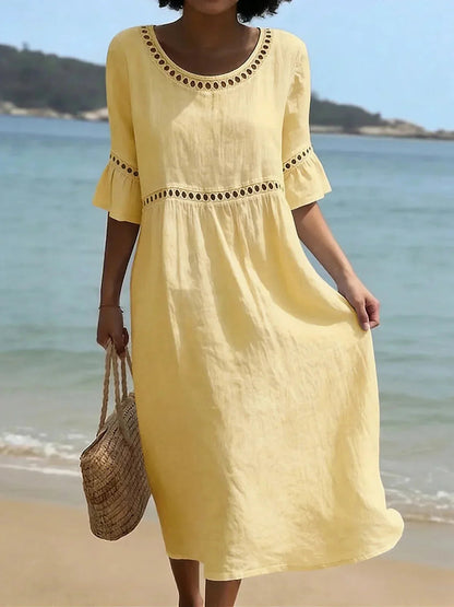 Marina – Vestido Midi de Lino y Algodón