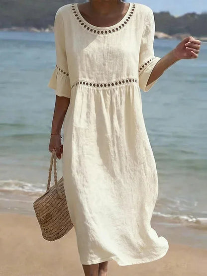 Marina – Vestido Midi de Lino y Algodón