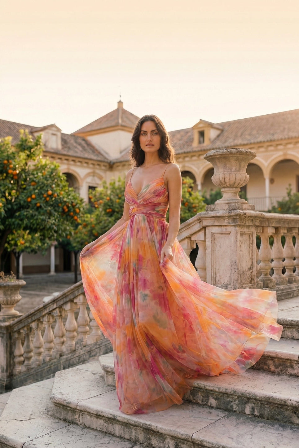 Éclat d’Aquarelle - Vestido con estampado floral