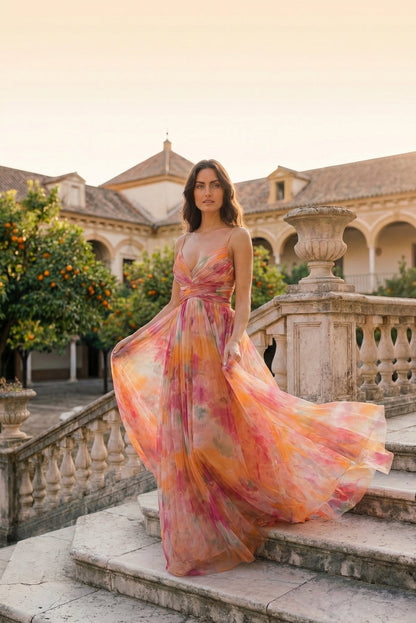 Éclat d’Aquarelle - Vestido con estampado floral