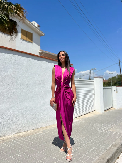 SERAPHINE | Vestido con escote cruzado en satén