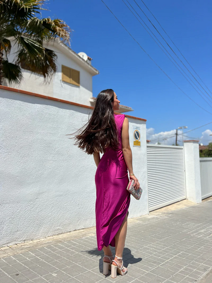 SERAPHINE | Vestido con escote cruzado en satén