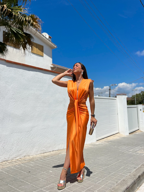 SERAPHINE | Vestido con escote cruzado en satén