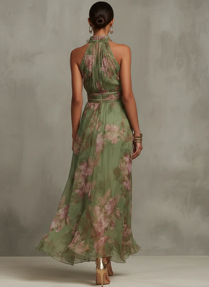 Virelia - Vestido Largo Halter con Estampado Floral