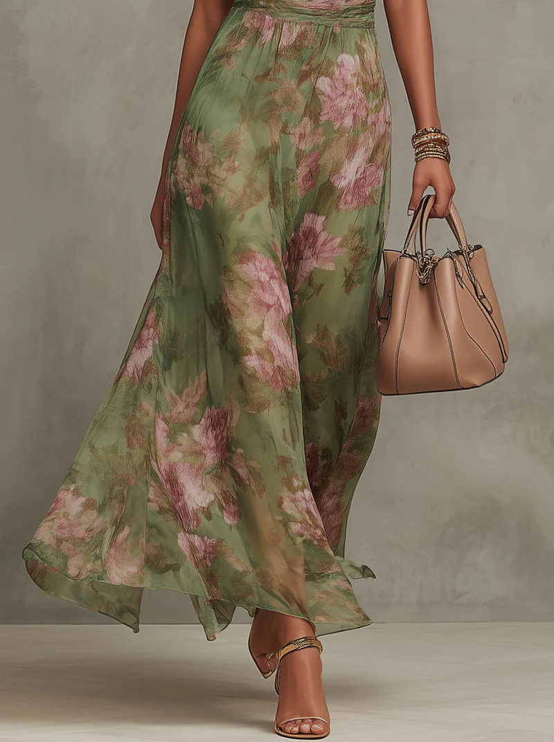 Virelia - Vestido Largo Halter con Estampado Floral