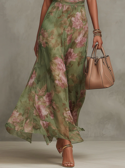 Virelia - Vestido Largo Halter con Estampado Floral